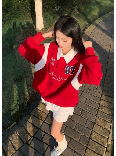 CHIOS CLUB - Oversize Shirt Hoodie FW2436BB Red
